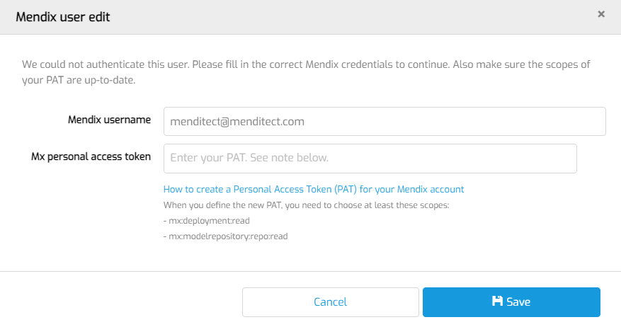 Mendix credentials