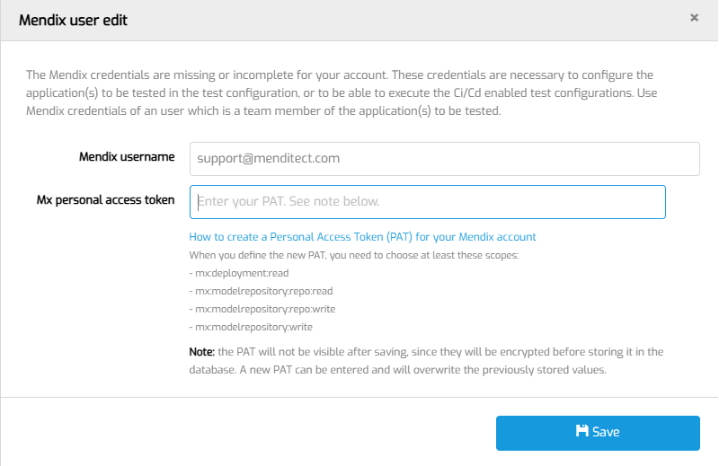 Mendix credentials